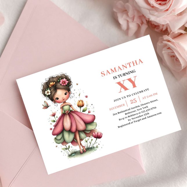 Invitation rose pastel pour l'anniversaire de la f (Sweetheart Fairy Girl Birthday Pink Pastel invitation)