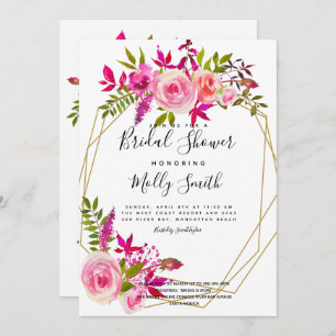 Invitation Rose Peach Rose Aquarelle Fleurs Douche nuptiale