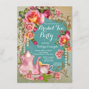 Invitation Rose Pearl Bridal Tea Party