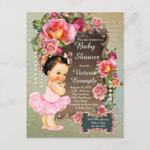 Invitation Rose Pearl Tutu Baby shower