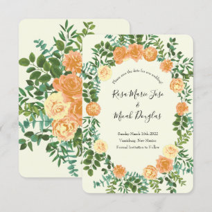 Invitation Rose Pêche Mariage Vintage Rose