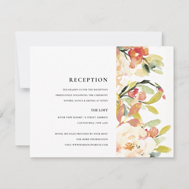 INVITATION ROSE PÊCHE SUBTIL BLUSH AURÉOLE FLORALE EN AQUELLE (Devant)