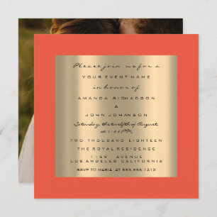 Invitation Rose photo Fiançailles Mariage Gold Coral Simply
