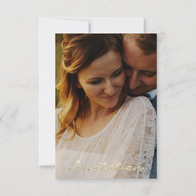 Invitation Rose photo Mariage Fiançailles Faux Gold Sepia (Dos)