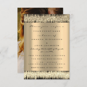 Invitation Rose photo Mariage Fiançailles Faux Gold Sepia