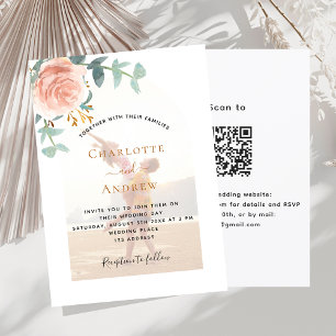 Invitation Rose photo or floral arche photo QR RSVP mariage
