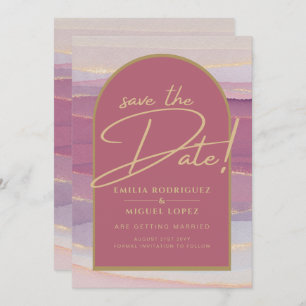 Invitation Rose Pink Gold Arch Marbre Mariage SAVE DATES
