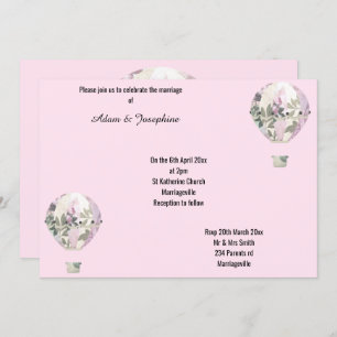 INVITATION ROSE PINK HOT AIR BALLOON ÉLÉGANT MARIAGE