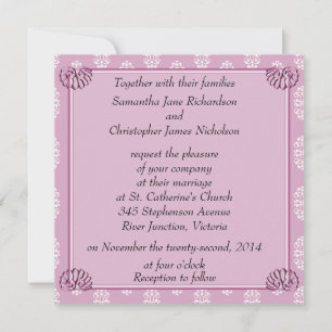 Invitation Rose Pink Mariage damassé