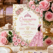 Rose Pink Papillon Doré Quinceañera Occidental