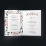 Invitation Rose plié rose Sage Rose Floral Dusty Mariage<br><div class="desc">Élégante florale tout en un faire-part de mariage plié avec carte d'enceinte attachée, ce qui rend cette suite d'invitation pratique et économique. Le cadre de la faire-part de mariage est composé de roses aquarellés de rose rose poussiéreux et de verdure dans les tons vert sauge. L'arrière de l'hôtel comprend votre...</div>