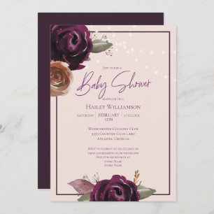Invitation Rose, Plum, Purple String Baby shower