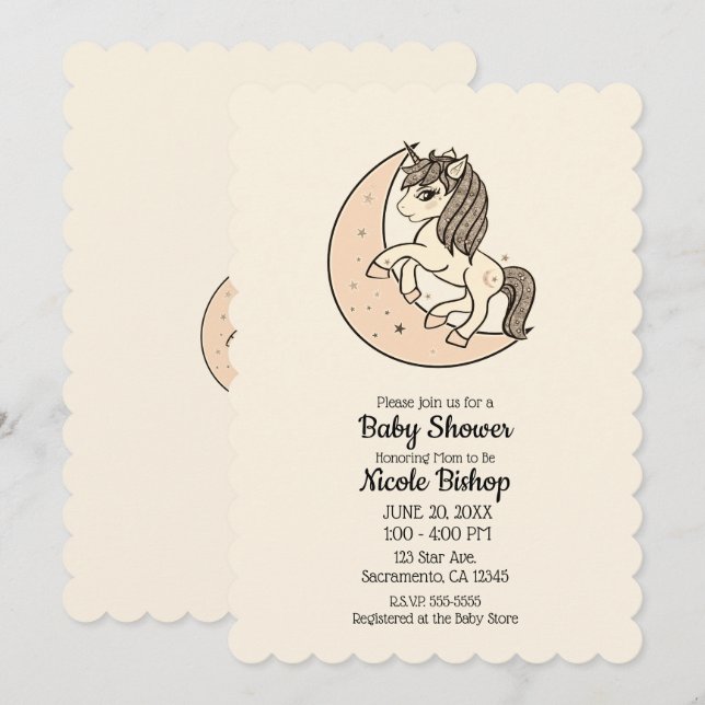 Invitation Rose Poudré Céleste Baby Shower (Devant / Derrière)