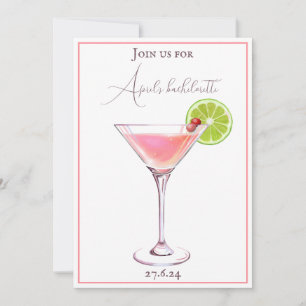 Invitation Rose poudré et cocktail classique aubergine