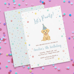 Invitation rose pour l'anniversaire d'un chiot mig