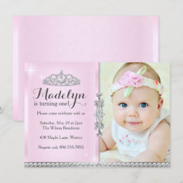 Invitation rose pour le premier anniversaire de la