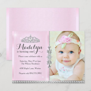 Invitation rose pour le premier anniversaire de la