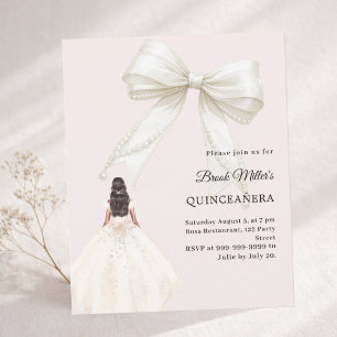 Invitation rose pour Quinceanera robe en satin ivo