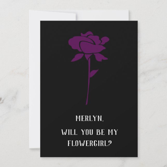 Invitation Rose Pourpre Serez-Vous Mon Mariage Flowgirl (Devant)