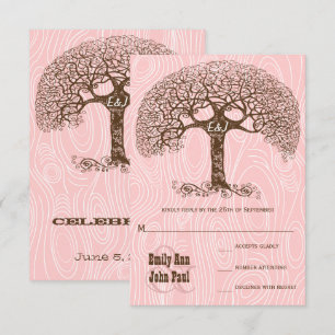Invitation Rose Poussiéreuse du Millénaire Arbre en Bois de G