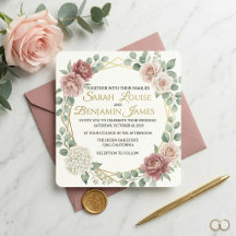 Rose Poussiéreuse Élégante Géométrique Floral Aqua