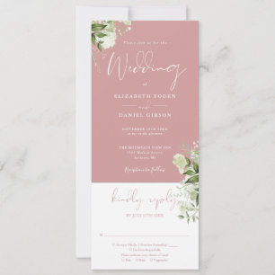 Invitation Rose Poussiéreuse Floral Botanique Tout en Un