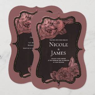Invitation Rose Poussiéreuse Vintage Or Rose Élégant Glamour