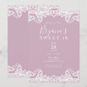 Invitation Rose Poussiéreux et Élégante Fête Douce 16 ans en 