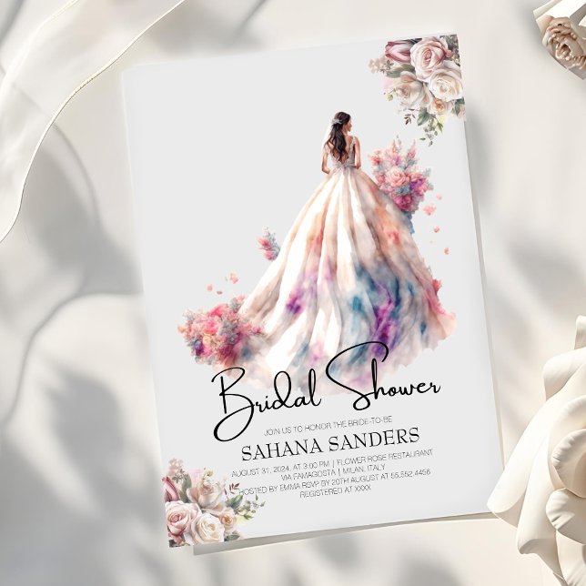 Invitation Rose poussiéreux Mariage de robe Fête des mariées (Créateur téléchargé)