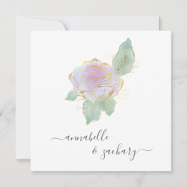 Invitation *~* ROSE QR RSVP Gold Parties scintillant AR12 Mar (Devant)