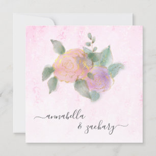 Invitation *~* ROSE QR RSVP + Parties scintillant Gold - AR12