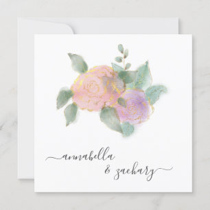 Invitation *~* ROSE QR RSVP Parties scintillant or - Mariage