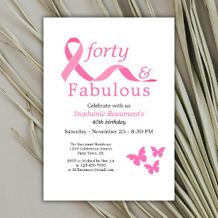 Invitation Rose Quarante Fabuleux Combat Contre le Cancer 40e