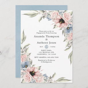 Invitation Rose Quartz et Serenity Floral Engagement Party