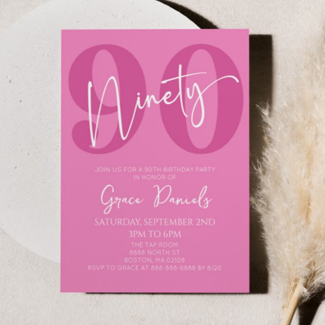 Invitation Rose Quatre-vingt-dix-neuf-dixième fête d'annivers (Créateur téléchargé)