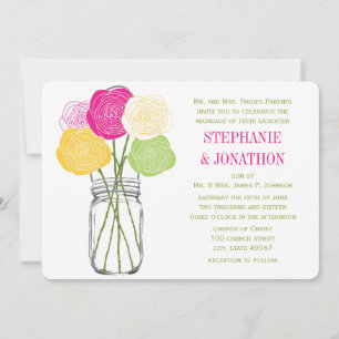 Invitation Rose Ranunculus Lime Fuchsia Mason Jaune Jar