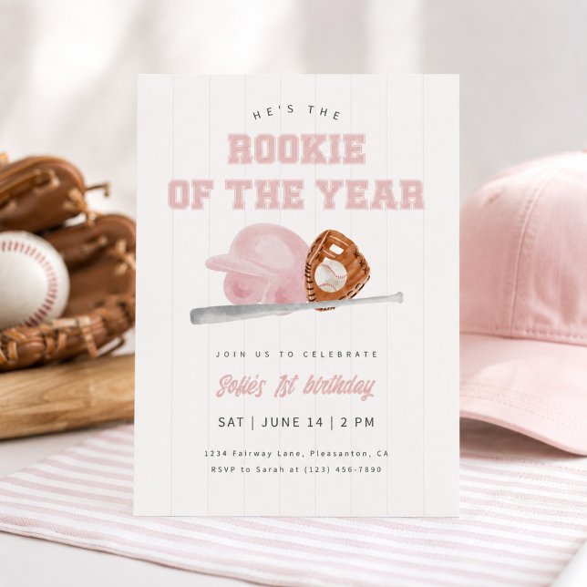 Invitation Rose Recrue de l'Année Baseball Premier Anniversai (Créateur téléchargé)