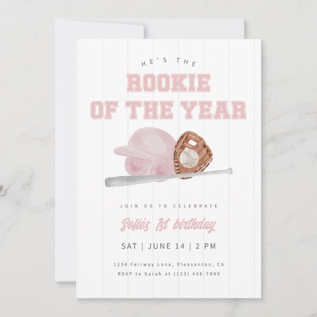 Invitation Rose Recrue de l'Année Baseball Premier Anniversai (Devant)