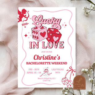 Invitation Rose Rétro Chanceuse en Amour Vegas Enterrement de