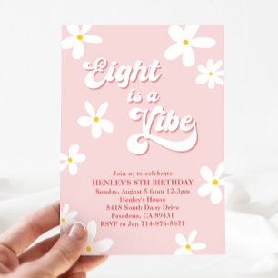 Invitation Rose Retro Daisy Eight Est Un Anniversaire Vibe