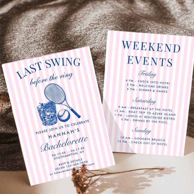 Invitation Rose Rétro Dernier Swing Avant La Bague Tennis Bac (Créateur téléchargé)