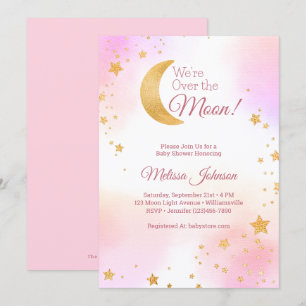 Invitation Rose rêveur Nous sommes au-dessus de la lune Fille