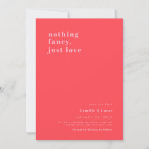 Invitation Rose Rien de faste juste amour rétro Mariage