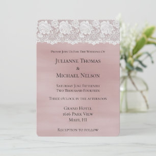 Invitation Rose romantique Blush Rose Blanche dentelle Mariag