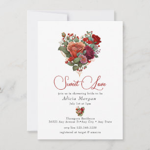 Invitation Rose romantique   Floral Heart Fête des mariées