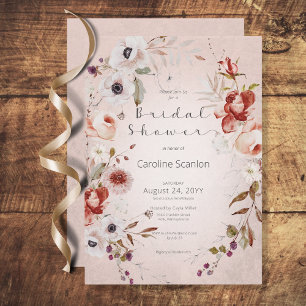 Invitation Rose romantique Rose Floral Douche nuptiale Invita
