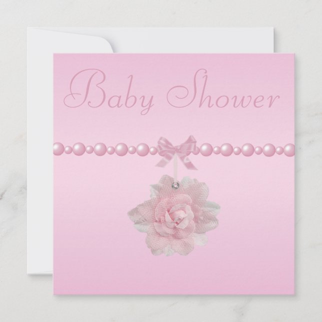 Invitation Rose rose Baby shower, chaussures et pacificateur  (Devant)