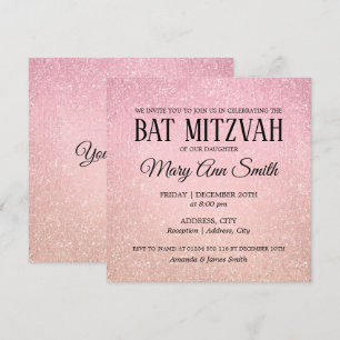 Invitation Rose rose Bat mitzvah Faux Parties scintillant Pai