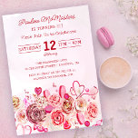 Invitation Rose Rose Coeur Tourbillonnant Saint Valentin 21e<br><div class="desc">Les filles de tous âges adoreront ce design féminin. Des roses d'aquarelle rose et des coeurs tourbillonnant fantaisistes créent l'invitation parfaite à 21e anniversaire pour un anniversaire de février ou de Saint-Valentin. L'aquarelle rose la plus douce encadre parfaitement le texte et les graphiques. L'arrière est aussi joli que l'avant. Un...</div>