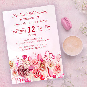Invitation Rose Rose Coeur Tourbillonnant Saint Valentin 80e